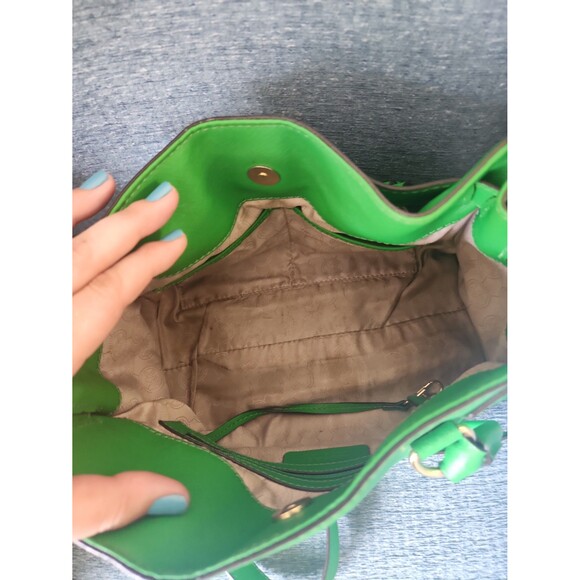 Michael Kors Green Leather Hamilton Satchel Shoulder Bag - Picture 8 of 12